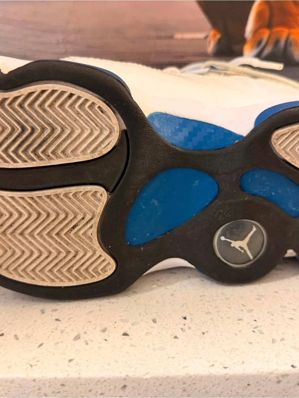 Jordan Kids White and Blue Retro-Style Basketball Sneakers